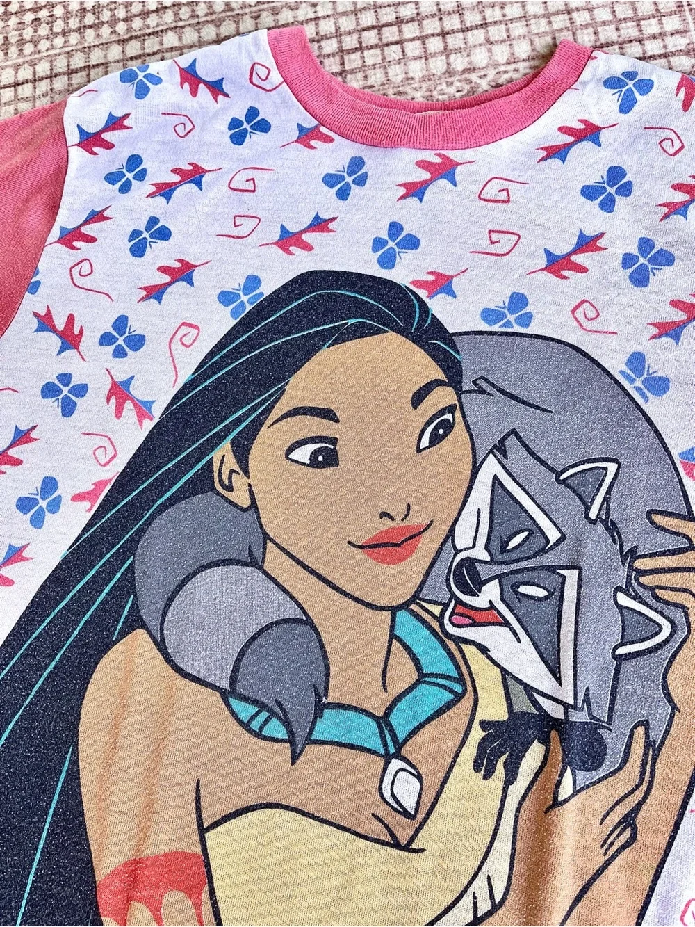 Vintage Pocahontas 90s Nightgown Long Dress Disney Teal White Used Size XL - Picture 2 of 12